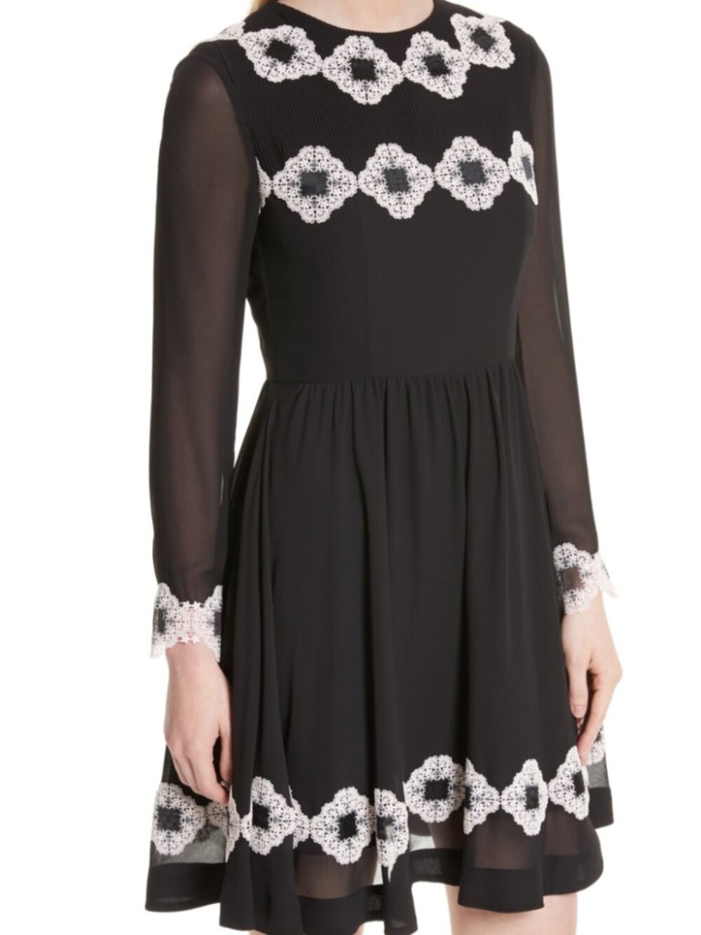 Ted Baker Avianah Lace Trim Fit & Flare Dress
